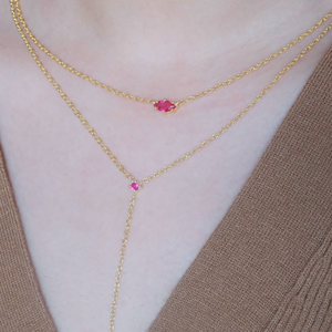 Ruby Drop Lariat Necklace