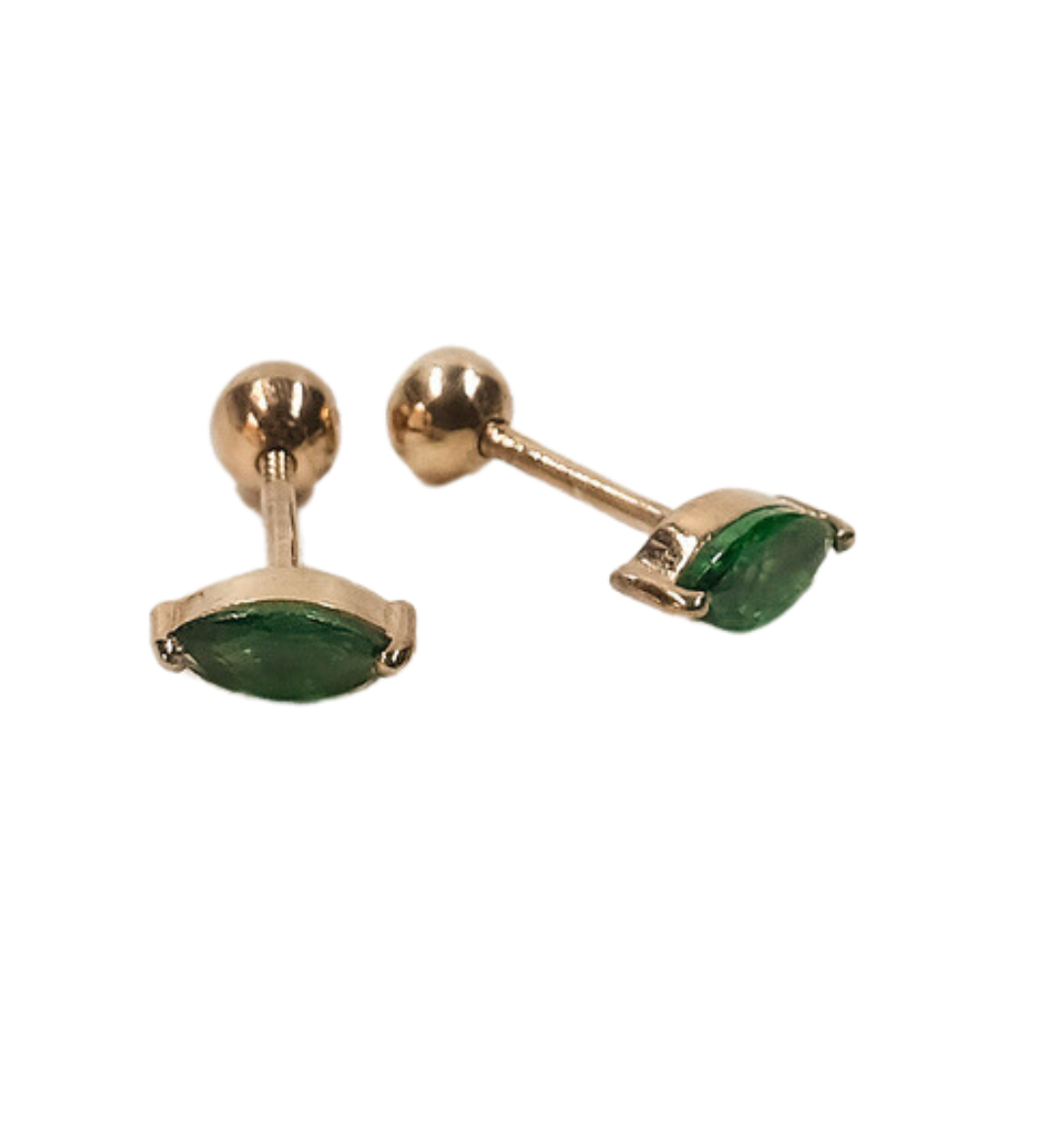 Emerald Marquise Studs