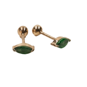 Emerald Marquise Studs