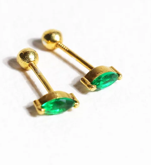 Emerald Marquise Studs