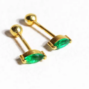 Emerald Marquise Studs