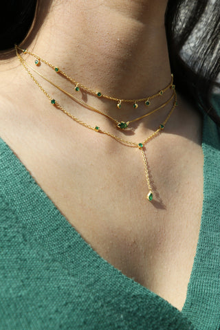 Emerald Drop Lariat Necklace