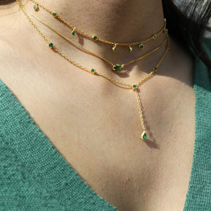 Emerald Drop Lariat Necklace