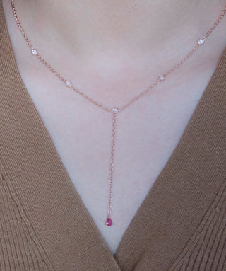 Ruby Duet Lariat Necklace