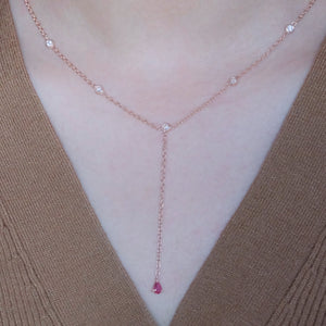 Ruby Duet Lariat Necklace