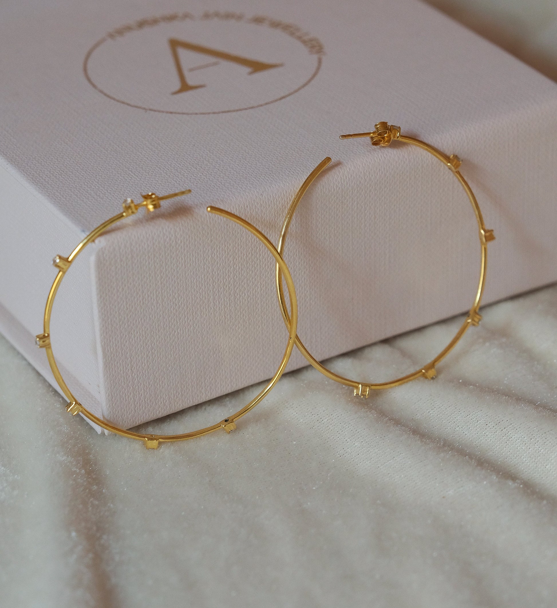 Stationed Thin Hoop Earring