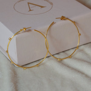 Stationed Thin Hoop Earring