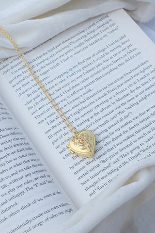 Floral Heart Locket Necklace