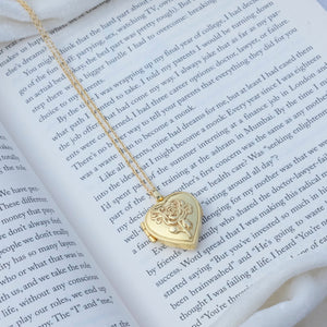 Floral Heart Locket Necklace