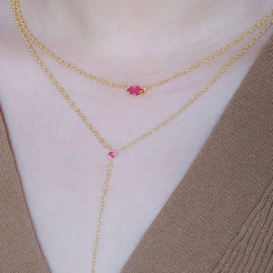 Ruby Drop Lariat Necklace