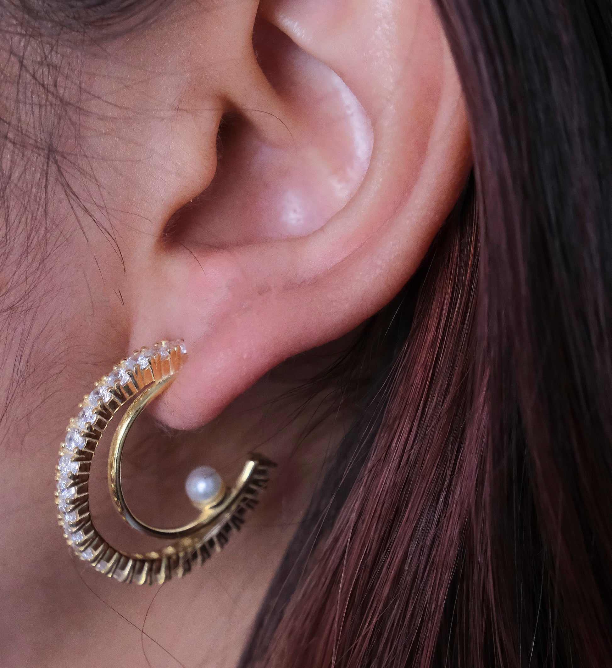 Shimmer Pearl Hoops