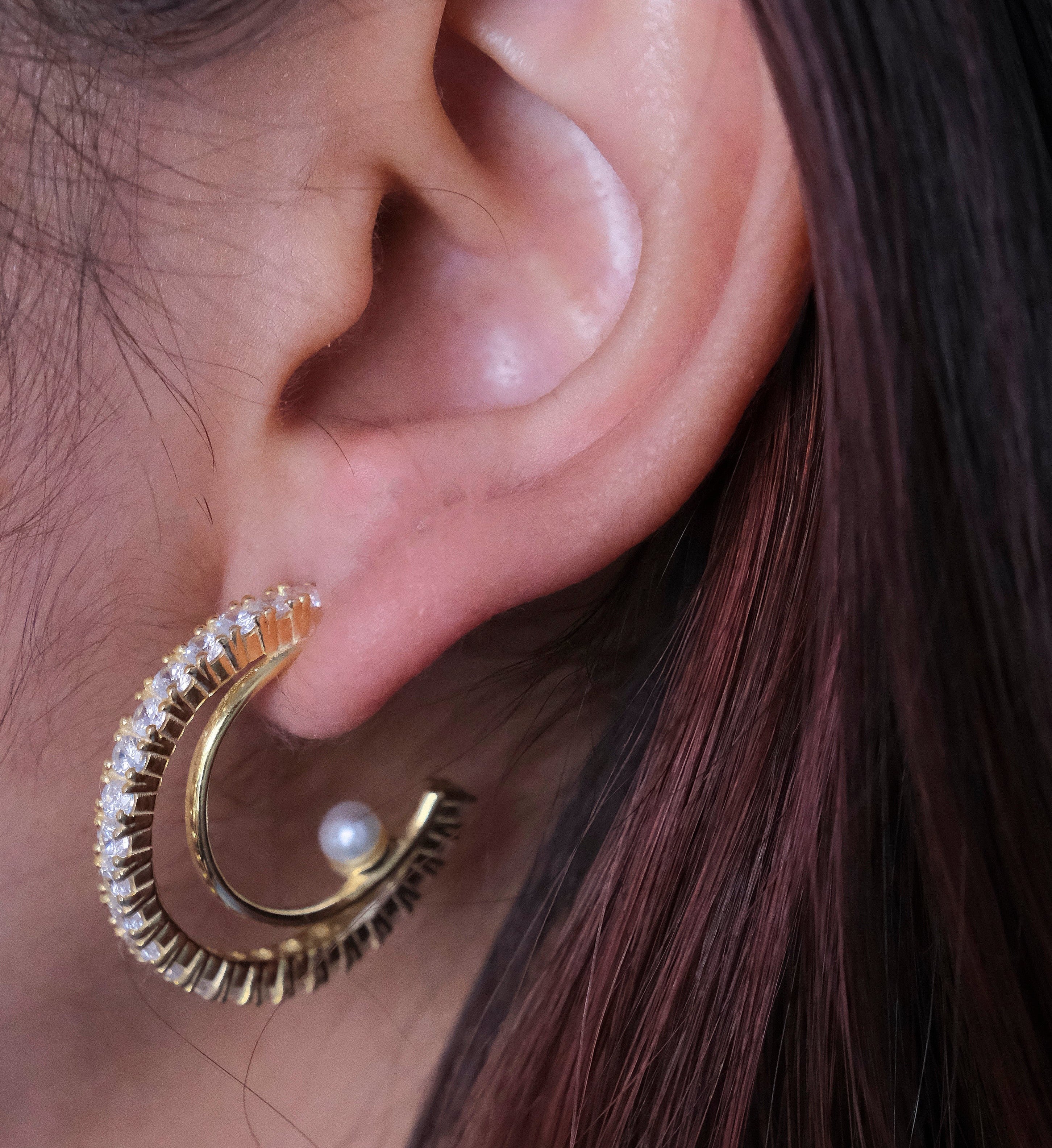 Barkha Singh in Shimmer Pearl Hoops