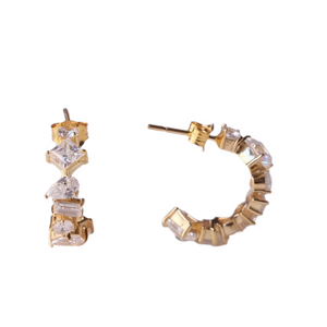 Multi Shape CZ Hoops Earring