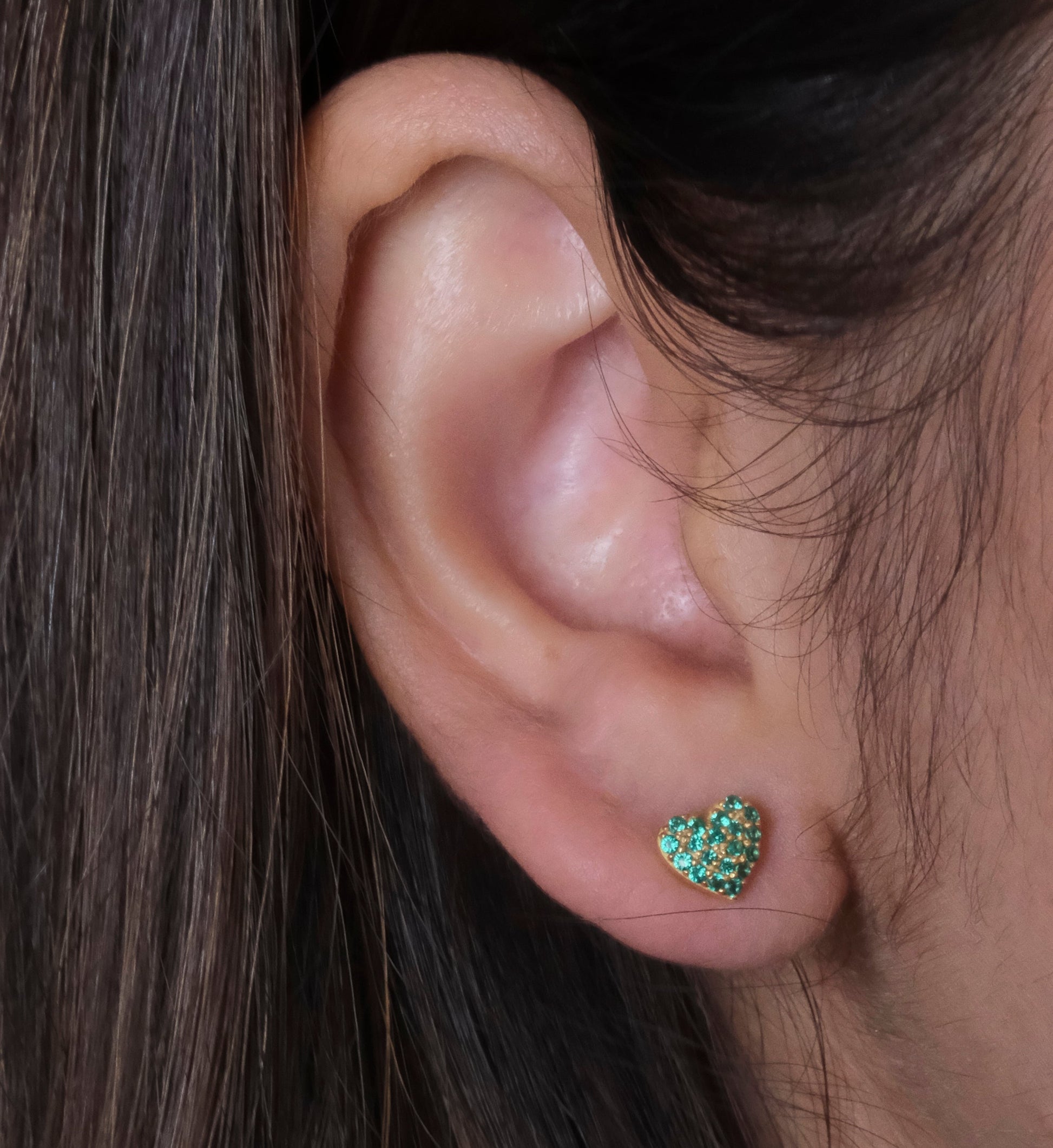 Emerald Heart Studs