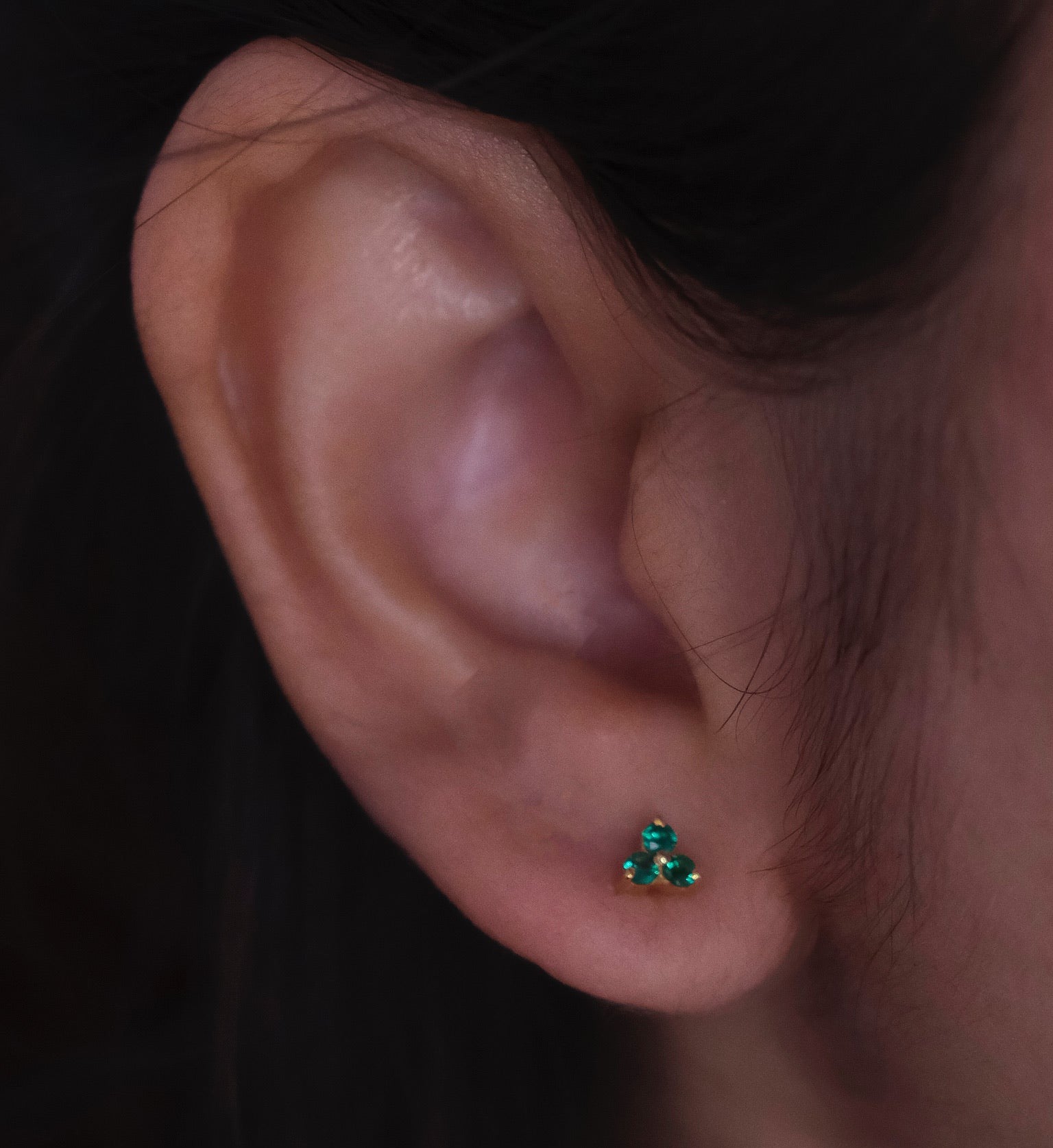 Emerald Trio Studs