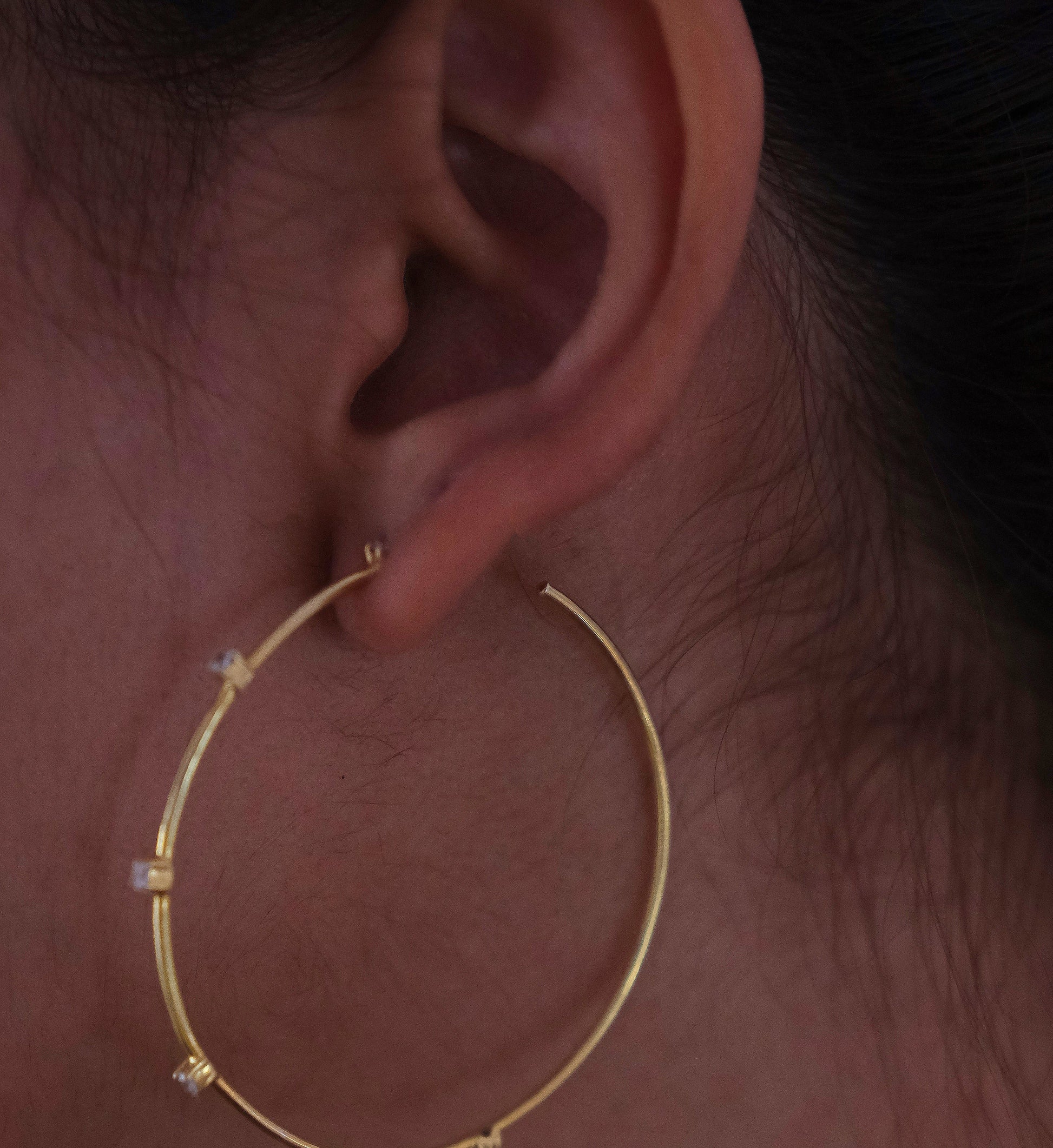 Stationed Thin Hoop Earring