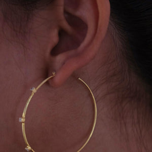 Stationed Thin Hoop Earring