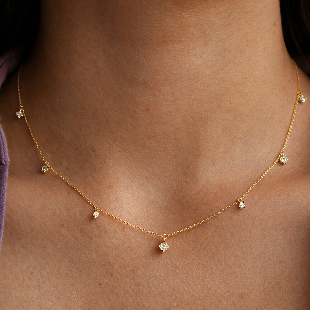 Drop Diamond Necklace-Pendants-Anushka Jain Jewellery