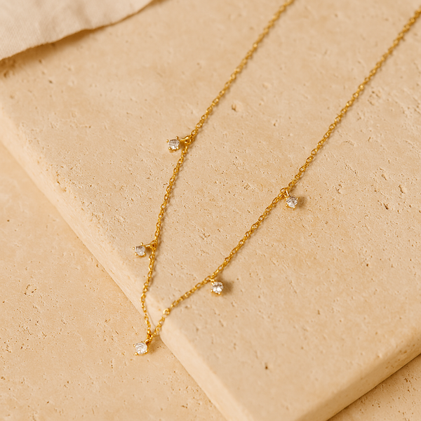 Drop Diamond Necklace-Pendants-Gold Vermeil-Anushka Jain Jewellery