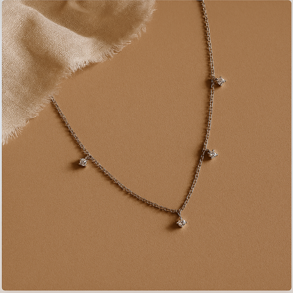 Drop Diamond Necklace-Pendants-Silver-Anushka Jain Jewellery