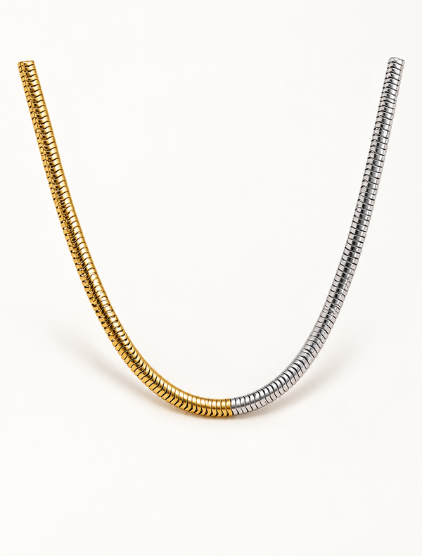 Dual Tone Snake Chain Necklace