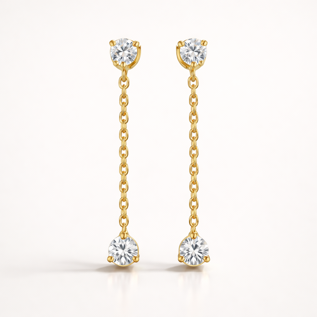 Duo Diamond Long Ear Chain-Anushka Jain Jewellery
