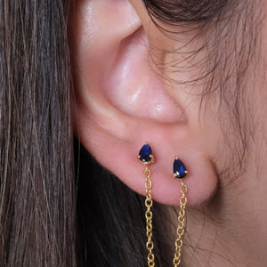 Sapphire Drop Ear Chain