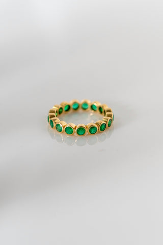 Emerald Bezel Eternity Ring Yellow Gold