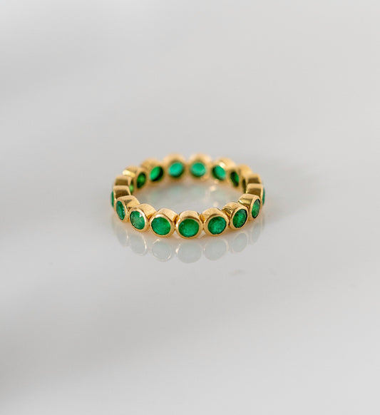 Emerald Bezel Eternity Ring Yellow Gold