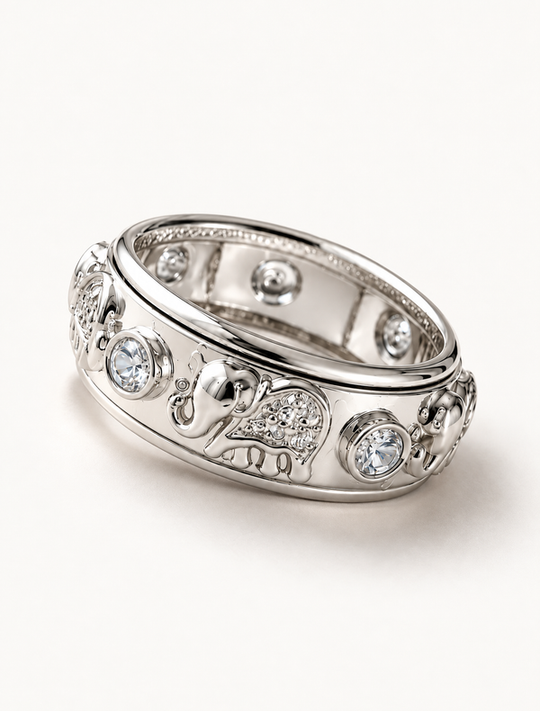 Elephant Charm Band Ring