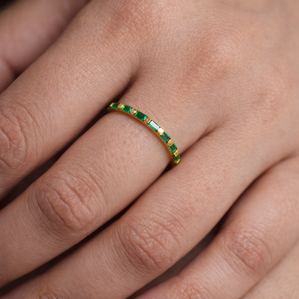 Emerald Baguette Bliss Ring-Rings-Anushka Jain Jewellery