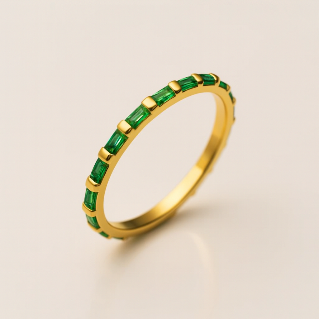 Emerald Baguette Bliss Ring-Rings-Anushka Jain Jewellery