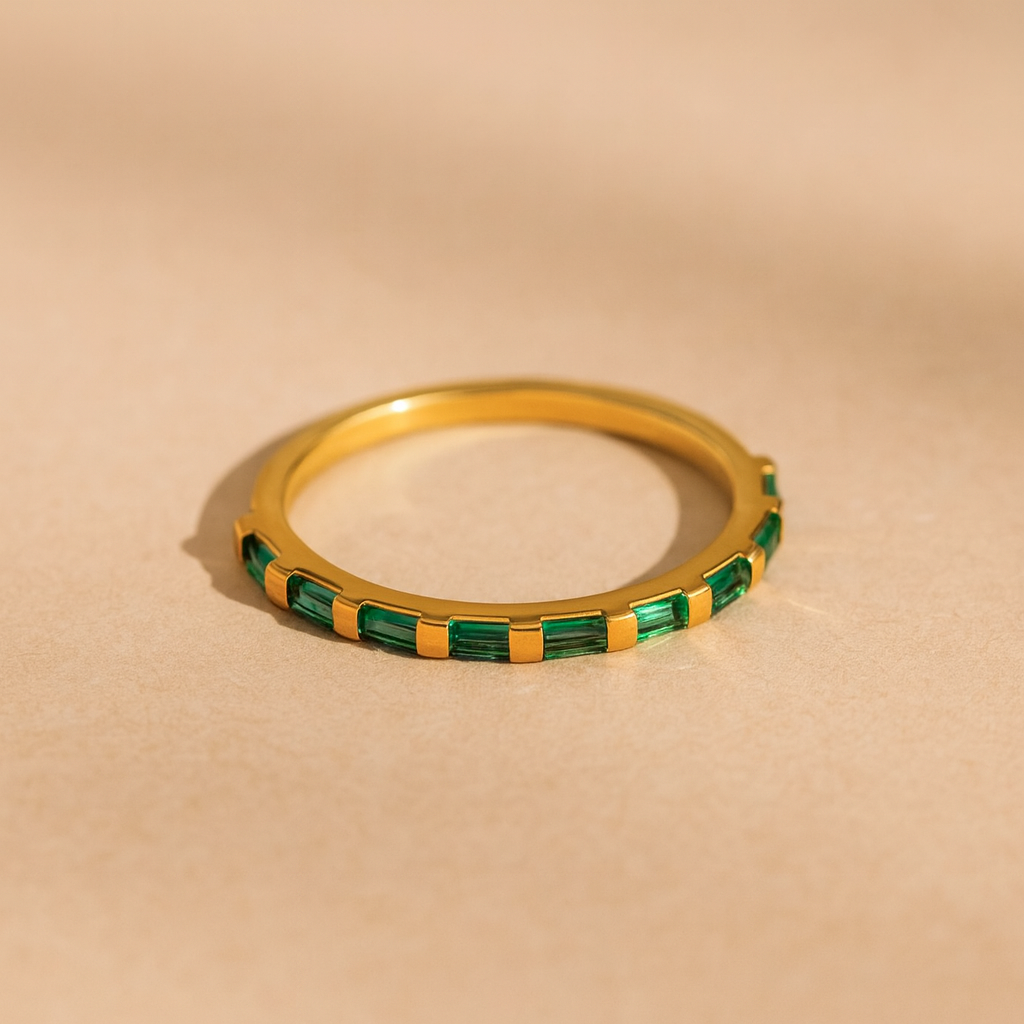 Emerald Baguette Bliss Ring-Rings-Anushka Jain Jewellery