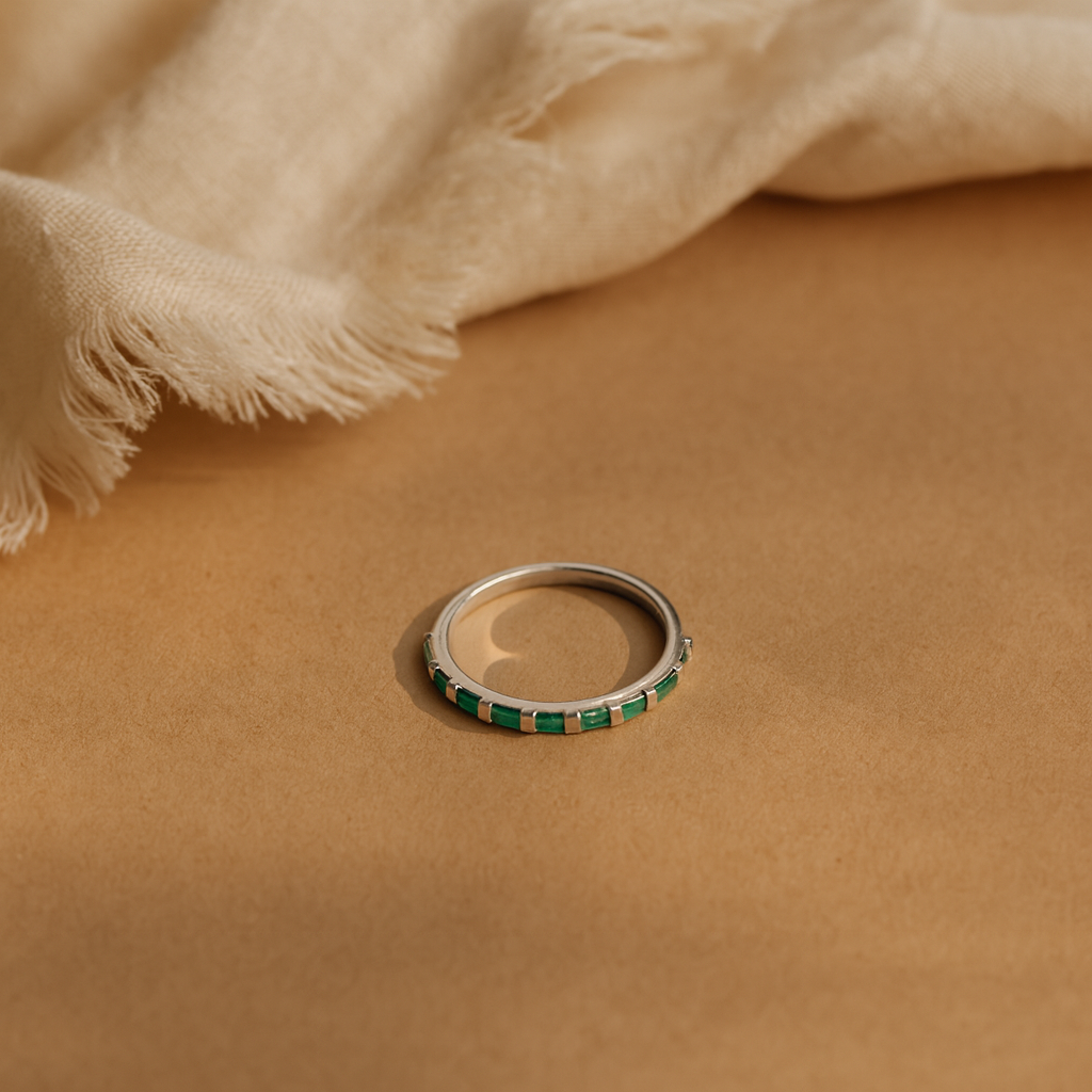 Emerald Baguette Bliss Ring-Rings-Anushka Jain Jewellery
