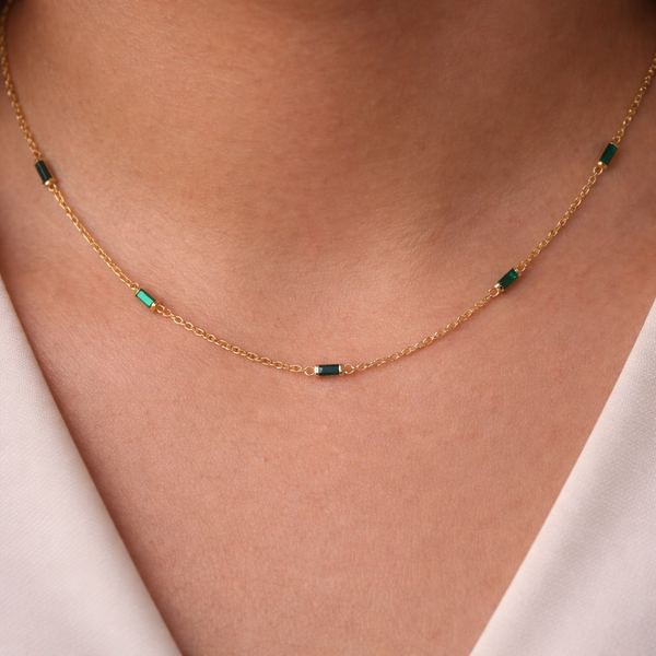 Emerald Baguette Necklace-Necklaces-Anushka Jain Jewellery