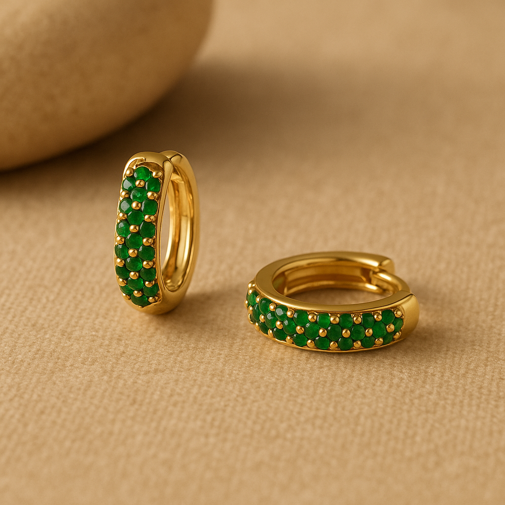 Emerald Bold Huggies-Huggie-Anushka Jain Jewellery