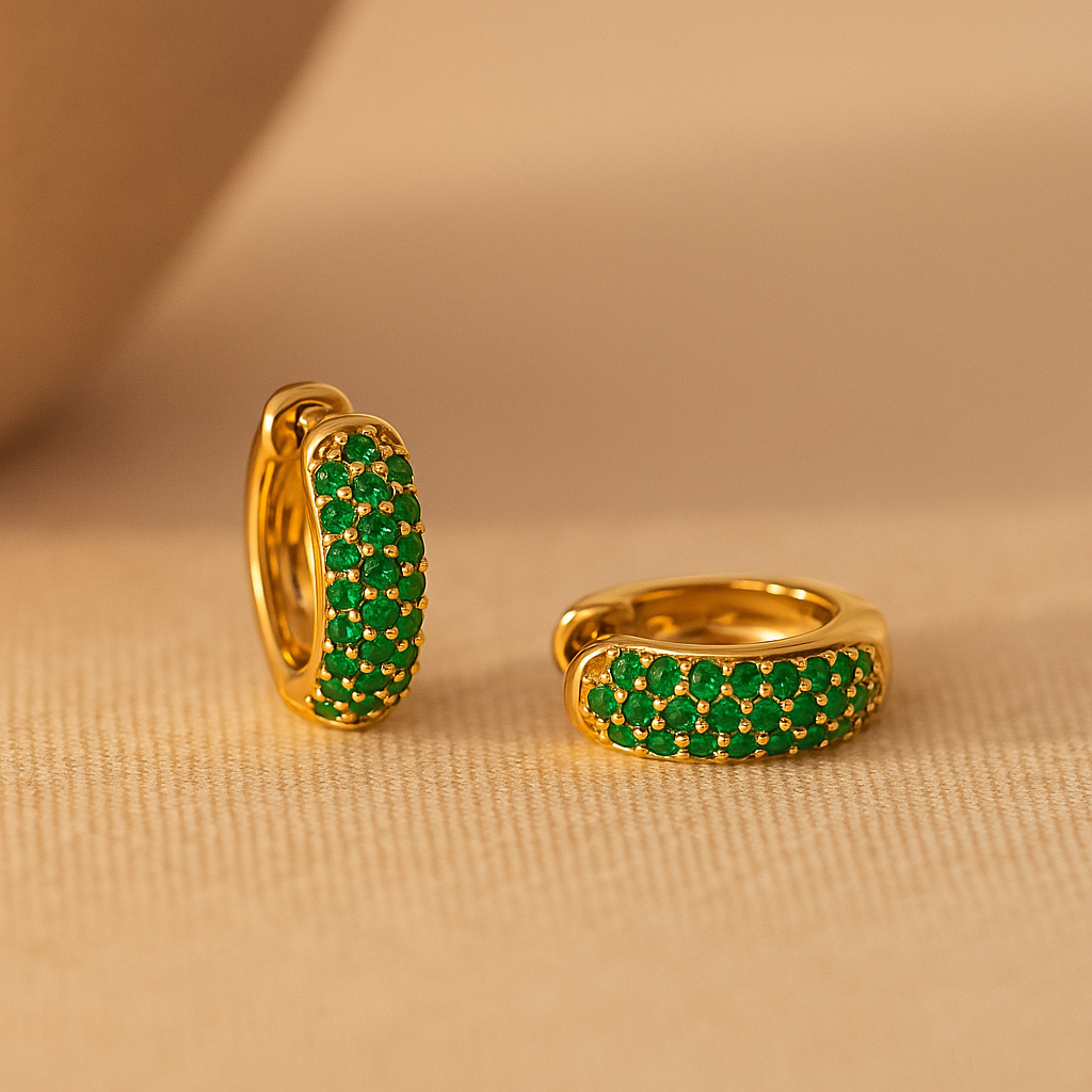 Emerald Bold Huggies-Huggie-Anushka Jain Jewellery
