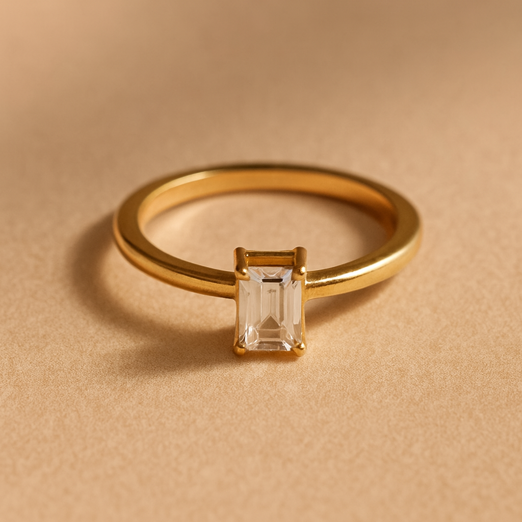 Emerald Cut Diamond Ring-Rings-Anushka Jain Jewellery