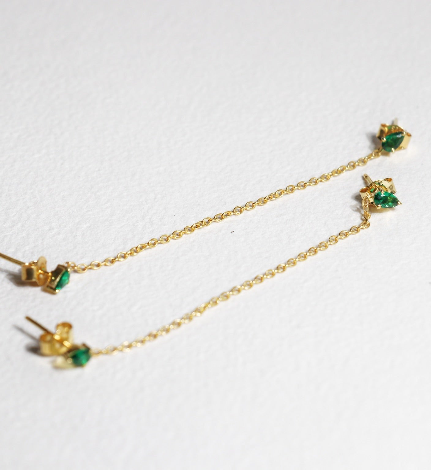 Emerald Drop Ear Chain-Chains and Threaders-Anushka Jain Jewellery
