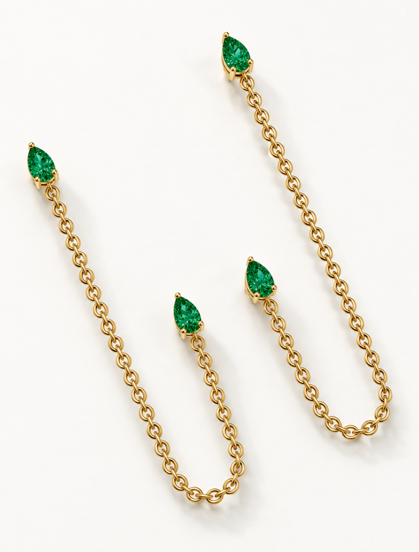 Emerald Drop Ear Chain