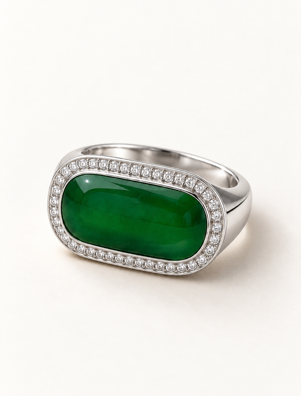 Emerald Halo Signet Ring