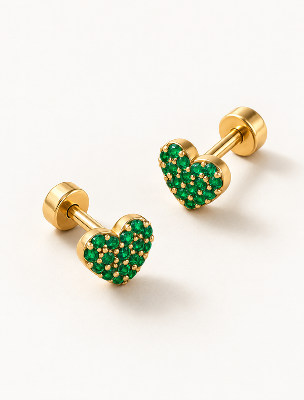 Emerald Heart Studs