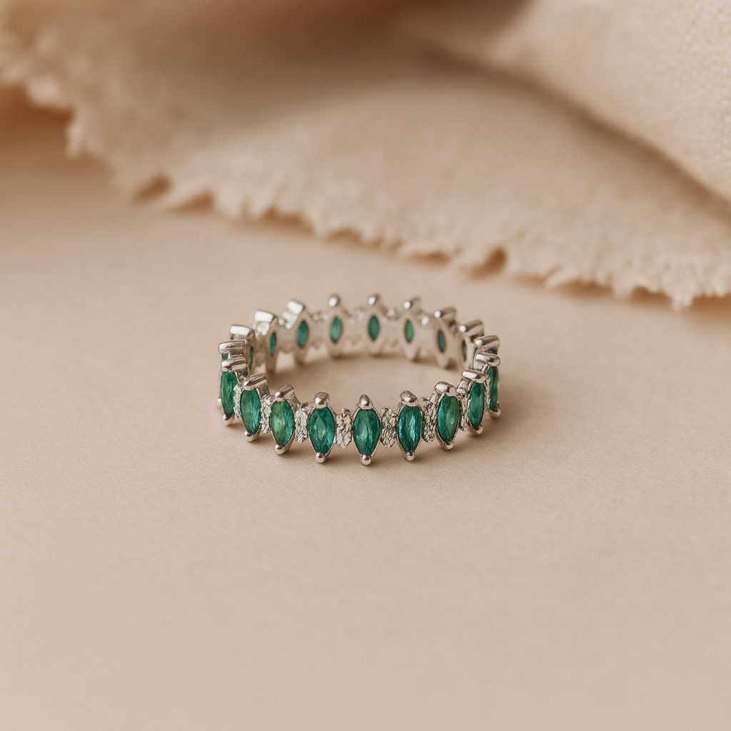 Emerald Marquise Eternity Ring-Anushka Jain Jewellery