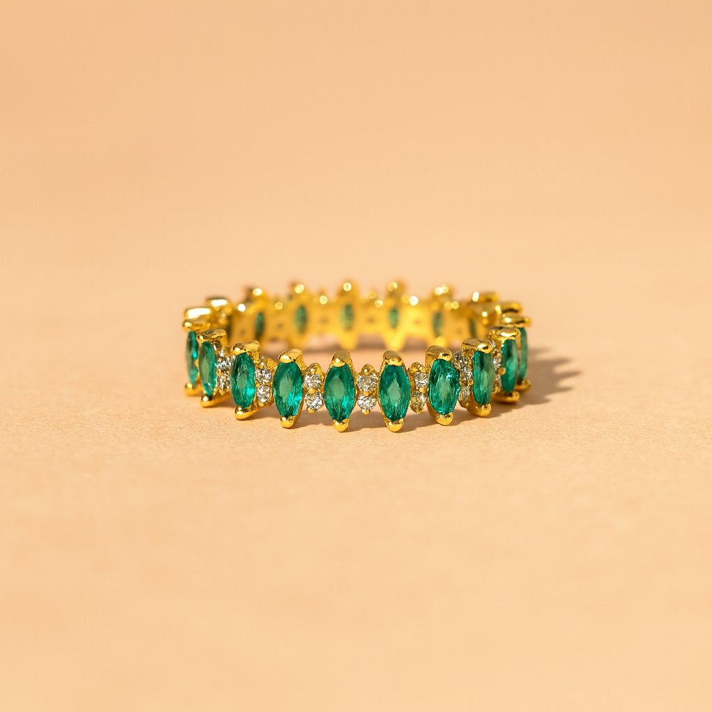 Emerald Marquise Eternity Ring-Anushka Jain Jewellery