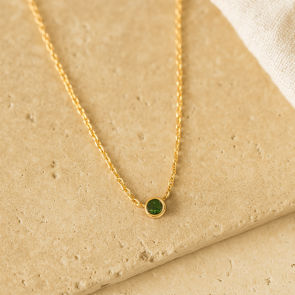 Emerald Solitaire Necklace-Pendants-Anushka Jain Jewellery