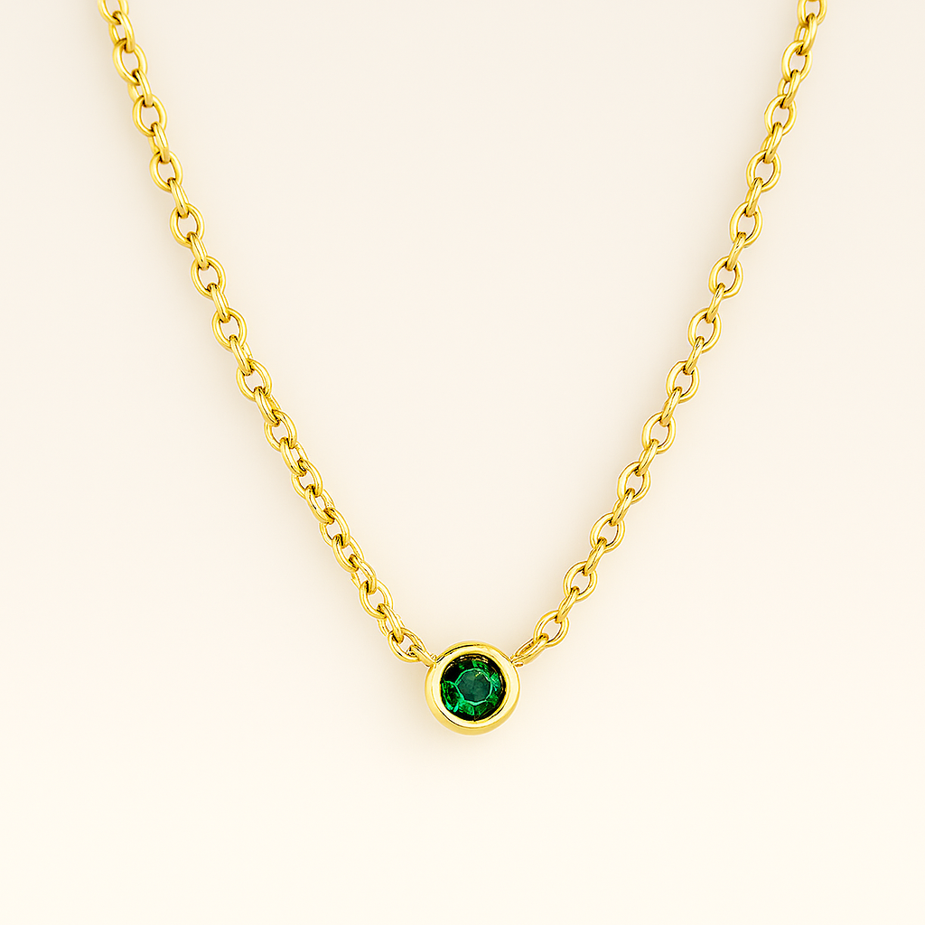 Emerald Solitaire Necklace-Pendants-Anushka Jain Jewellery
