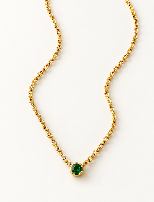 Emerald Solitaire Necklace
