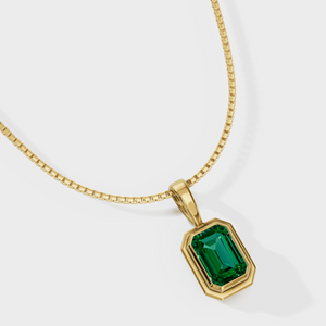 14K Emerald Charm Necklace