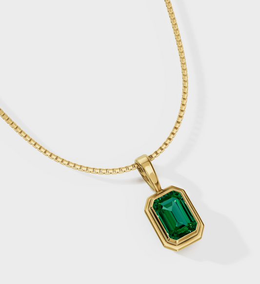 14K Emerald Charm Necklace