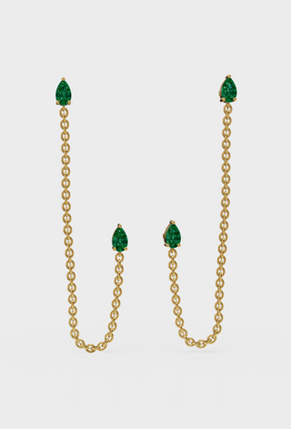 Emerald Drop Ear Chain